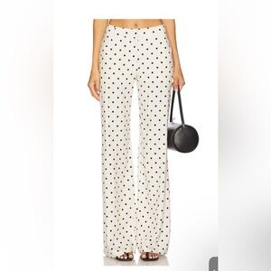 Amanda Uprichard Cream Wide Leg Polka Dot Pants